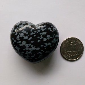 Snowflake Obsidian Puffed Heart Palm Stone 1.9 oz